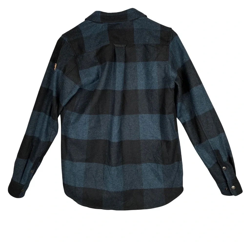 Fjallraven Canada Shirt Women XS Navy Black Plaid Wool Blend Flannel Button Up - Picture 4 of 15